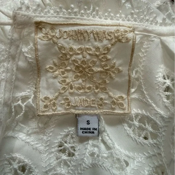 Johnny Was Lisetta Lace Mini Dress in White